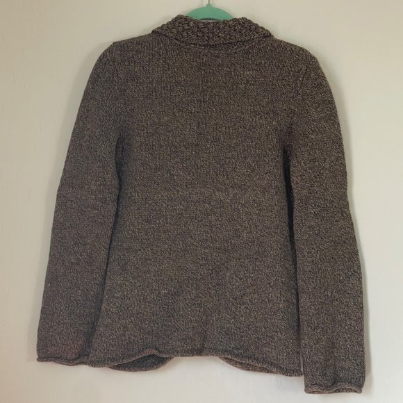 Dress Barn Women's Large Lambswool Cardigan Sweater Brown Chunky Buttons Pockets - Picture 2 of 6